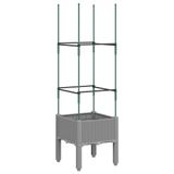 VidaXL Plantenbak met latwerk 40x40x142,5 cm Polypropyleen Lichtgrijs