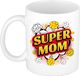 Bellatio Decorations Shoppartners Bv Super mom cadeau mok / beker - wit - retro stijl / popart - cadeau voor mama / moederdag