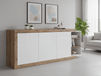 Buffet SINO 3 portes 220 cm chêne/blanc laqué
