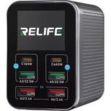 Relife Station de charge Relife Q4, 72W, 5A, 2 x USB-C - 4 x USB-A, Gris
