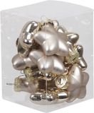 Othmar Decorations Bellatio Decorations 12x Sterretjes kersthangers/kerstballen licht champagne van glas - 4 cm - mat/glans - Kerstboomversiering