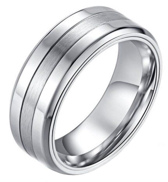 LGT JWLS Lookinggoodtoday Zilverkleurige stalen heren ring Mat Glans 8mm-17mm