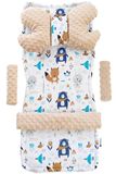 Medi Partners Universele stoelhoes Kinderwagens & Buggy's Zitinzet Kinderwagendeken 5-delig Gordelkussens + Speelboog Kinderwagenset MINKY Katoen