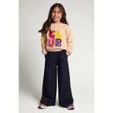 LOOXS little rechtvallende sweater met tekst - beige
