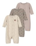 NAME IT NBNNIGHTSUIT 3P AOP NOOS Baby Pyjama Lange Mouw Unisex Gebloemd Katoen/Elastaan Vintage Khaki Maat 92