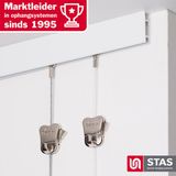 STAS picture hanging systems STAS Schilderijrail - Ophangsysteem Schilderijen / Fotolijsten / Poster - Ophangrails - Zonder Boren - Ophanghaak - Ophangrek - Schilderijrails - Cliprail Max - Wit - 150 cm - Complete Kit