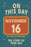 Happy Birthday! November 16: On This Day in Headlines – Nostalgic November 16 History Book with Authentic News and Memories – Perfect Birthday or Anniversary Gift
