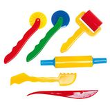 Glorex 6 8076 20 - modelleergereedschap voor kinderen, 6-delige set van kunststof, voor het bewerken van klei en modelleermassa's