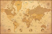 Grupo Your Decoration B.V. Poster Map World Vintage - Spaans - 91,5x61cm