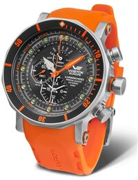 Vostok Europe Lunokhod 2 YM86-620A506 Herenhorloge - Zilverkleurig - Oranje Leer - 49mm