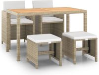 vidaXL 5-delige tuinset met kussens, polyrotan, beige
