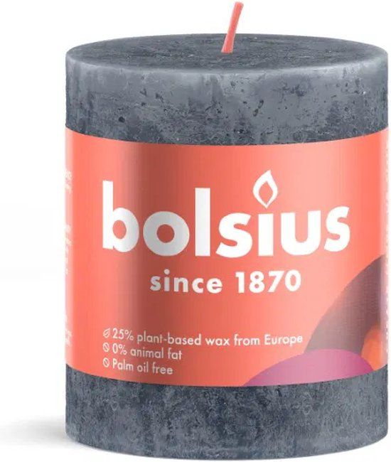 Bolsius Stompkaars Rustiek Slate Blue - 8 cm / Ø6,8 cm - Grijs