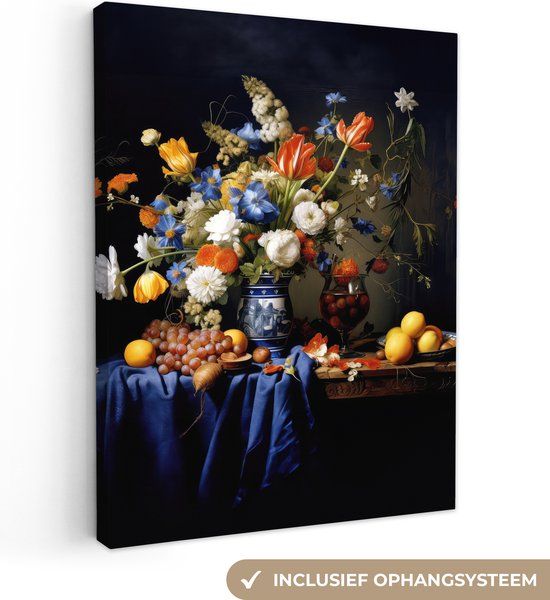 OneMillionCanvasses Canvas schilderij 120x160 cm - Bloemen / Fruit / Stilleven - Multicolor