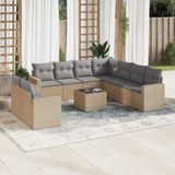 Maison Exclusive - Ensemble de meubles de jardin 10 pièces avec canapé et coussins, beige, en polyrotin