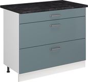 Vicco Keukenonderkast R-Line, Blauw-grijs/Wit, 100 cm antraciet werkblad