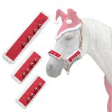 NRTFE Fleece Horse Santa Halter Hoofdstel Cover met Jingle Bell voor Kerst Parade