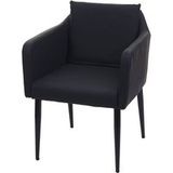 Eetkamerstoel HWC-H93, keukenstoel fauteuil stoel ~ kunstleer zwart
