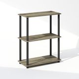 Furinno Turn-N-Tube 3-laags multifunctioneel compact displayrek, rekken, boekenkast, Frans eiken/zwart