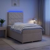 vidaXL Boxspringbed met matras Crèmekleurig 120 x 190 cm Stof