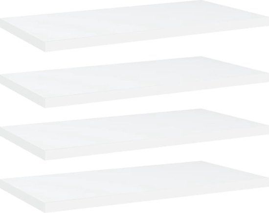 vidaXL Wandschappen - 4 stuks - 40x20x1,5 cm - Bewerkt Hout - Wit