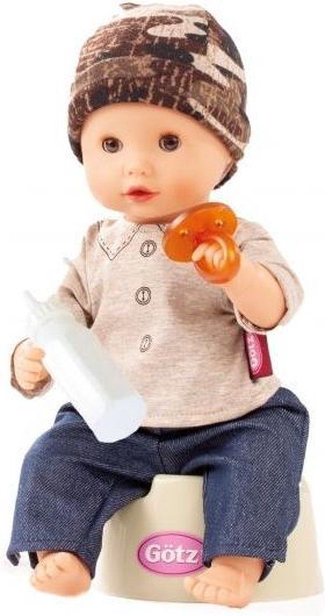 Gotz Götz Baby Pop Jongen - 33cm - Vinyl - Beige/Blauw/Bruin