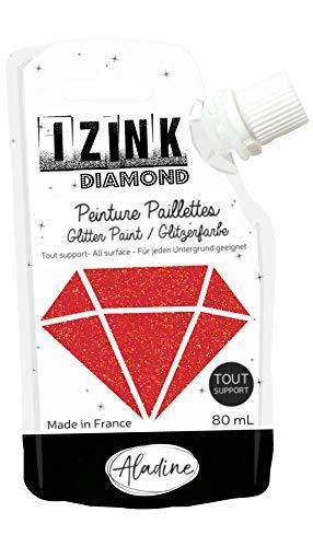 Aladine - Izink Diamond - Glitter Paint - Ultra geconcentreerde Glitter - Decoratie Elke Ondersteuning - DIY en Creatieve Vrije tijd - Gemaakt in Frankrijk - Zachte Fles 80 ml - Rood