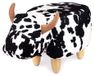 Tabouret vache design, noir et blanc, similicuir/bois, 36x32x62 cm