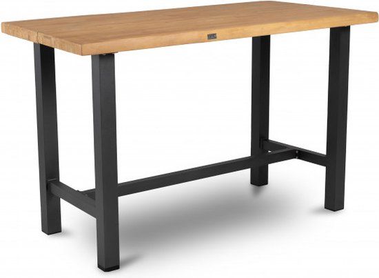 Tierra Outdoor Bartafel Rustiek - Hoge Tuintafel - Aluminium en Teakhout - 4-Persoons - 150x80cm