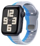 Wigento Apple Watch SE 2023 40mm Polisband van siliconen met golvende textuur, grijs/blauw