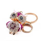 Decoratieve HEEPDD Creatieve Sleutelhanger, Leuke Uil Sleutelhanger Prachtige Strass Kristal Sleutelhanger Charm Hanger Handtas Tas Sleutelhanger (Paars)