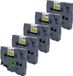 DULA Brother Compatible ruban d'étiquettes - Tze-611 - 5 cassettes - Noir sur jaune - 6mm x 8m