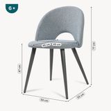 en.casa Eetkamerstoelen Karijo set van 6 stof 77x50x55 cm grijs