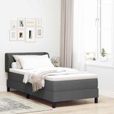 vidaXL Boxspringbed met hoofdeinde, donkergrijs, 90 x 190 cm, stof