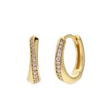 Lucardi Dames Zilveren goldplated oorringen gedraaid met zirkonia voor dames