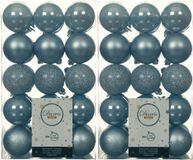 Decoris Kerstballen - 60 stuks - Lichtblauw - 6 cm - Kunststof