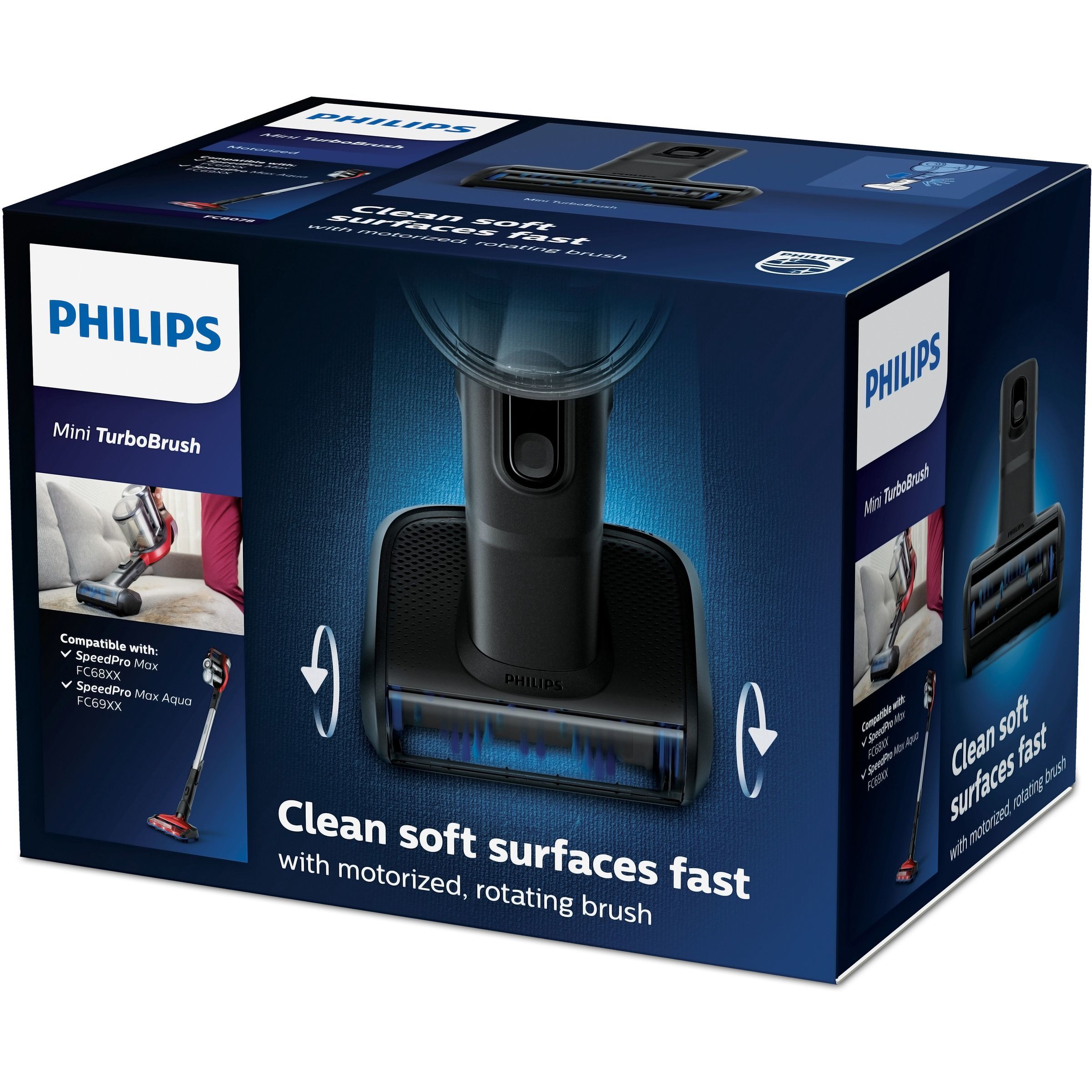 Philips Mini Turbo Brush - Black - Compatible with Philips SpeedPro Max Vacuum Cleaners