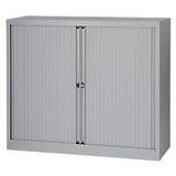 Bisley Gelaste roldeurkast laag 2 legborden Grijs 120 x 43 x 103 cm