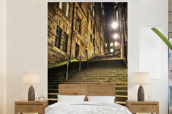 Nr1Wallpaper Behang - Fotobehang Trap van de Royal Mile snachts - Breedte 170 cm x hoogte 260 cm