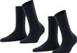 FALKE Softmerino 2-Pack eenkleurig wol katoen multipack sokken dames blauw - maat 39-40