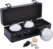 Engelhart Metalen Jeu de Boules Set – 3 Ballen in Zwarte Aluminium Koffer – Pétanque Set – Metalen Boules 74 mm 720 g – Inclusief But – Luxe Draagkoffer
