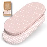 mimaDu Hoeslaken voor kinderwagen, bedlaken, wieg, overtrek, kinderwagen, matrashoes 78 x 36, 80 x 35, 80 x 40 cm, 100% Oeko-Tex katoen, oudroze