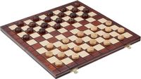 Wegiel Houten Dambord & Damstenen (10 x 10 velden) - met inlegblad - 40 x 40 cm