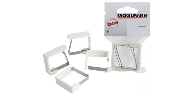 Fackelmann Tafelkleed Klemmen 4 stuks - Rvs/Wit