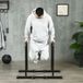 [Brand] Station de musculation avec barres parallèles en acier, hauteur et espacement réglables, 90-102 x 65 x 80-90 cm, noire