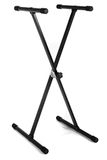 GEWA Keyboardstandaard KS-20B - Gear System - Enkelvoudig - Stalen buis - Inklapbaar - Hoogte 70-100 cm - Hoogte en breedte verstelbaar - Belastbaar tot 25 kg - Gewicht 3,2 kg - Zwart