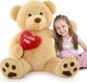 Ours en peluche avec cœur, brun clair, 120 cm, coton