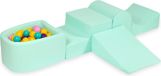 Mimii Micro Mint Speelmat van schuimrubber met heuvels en een zwembad, + 100 ballen: Lila, poederroze, turquoise, geel