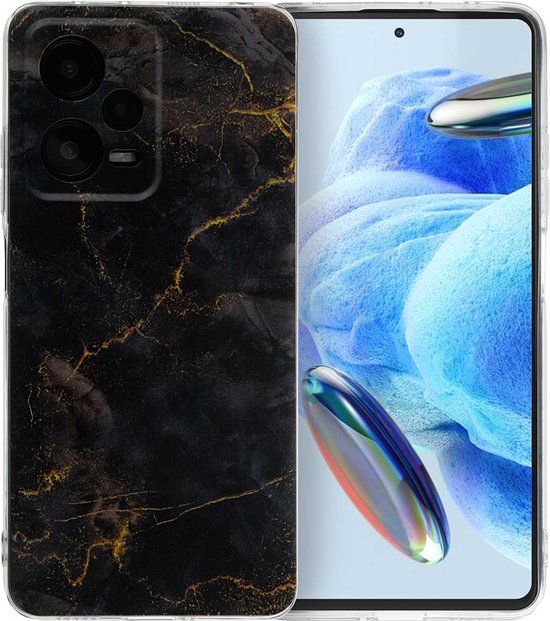 iMoshion Hoesje Xiaomi Redmi Note 12 Pro - Black Marble - Siliconen Back Cover