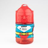 Gepersonaliseerde kinderfles, waterfles met rietje - neutraal rood jongen
