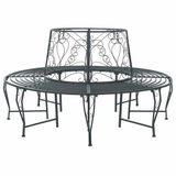vidaXL Boom Bank 8-Aantal zitplaatsen Ø 160 x 89 cm Staal Zilvergrijs